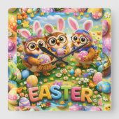 rex hoot clock easter nursery gifts スクエア壁時計 (正面)