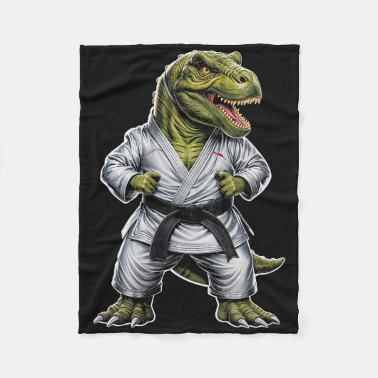 Rex Martial Arts Dinosaur Karate Jiu-jitsu Ninja  フリースブランケット (正面)