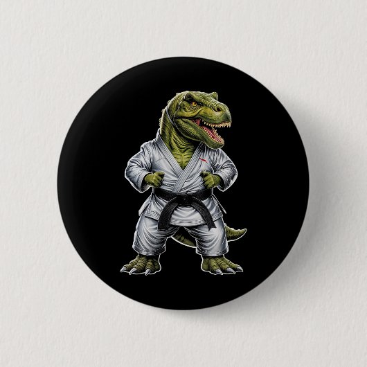 Rex Martial Arts Dinosaur Karate Jiu-jitsu Ninja  缶バッジ (正面)