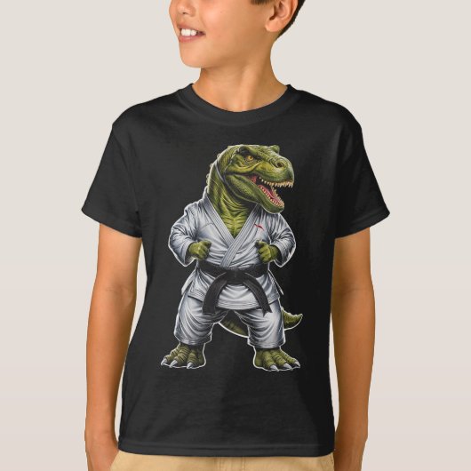Rex Martial Arts Dinosaur Karate Jiu-jitsu Ninja  Tシャツ (正面)