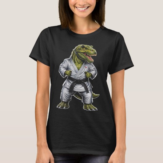 Rex Martial Arts Dinosaur Karate Jiu-jitsu Ninja  Tシャツ (正面)