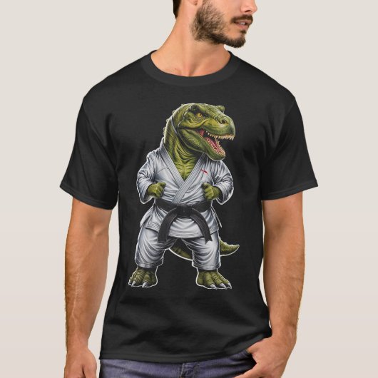 Rex Martial Arts Dinosaur Karate Jiu-jitsu Ninja  Tシャツ (正面)