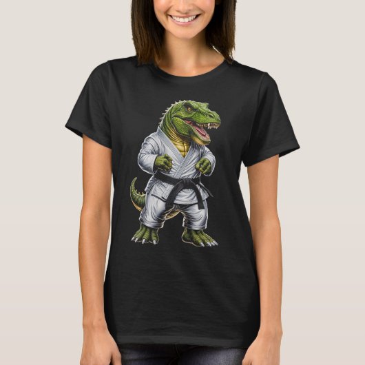 Rex Martial Arts Dinosaur Karate Judo Bjj Fighter  Tシャツ (正面)
