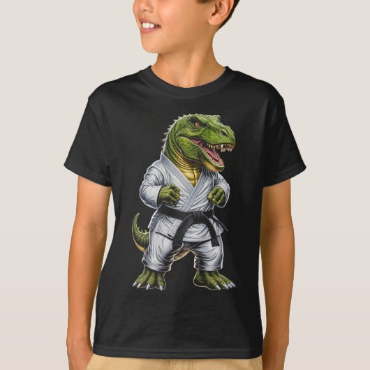 Rex Martial Arts Dinosaur Karate Judo Bjj Fighter  Tシャツ (正面)