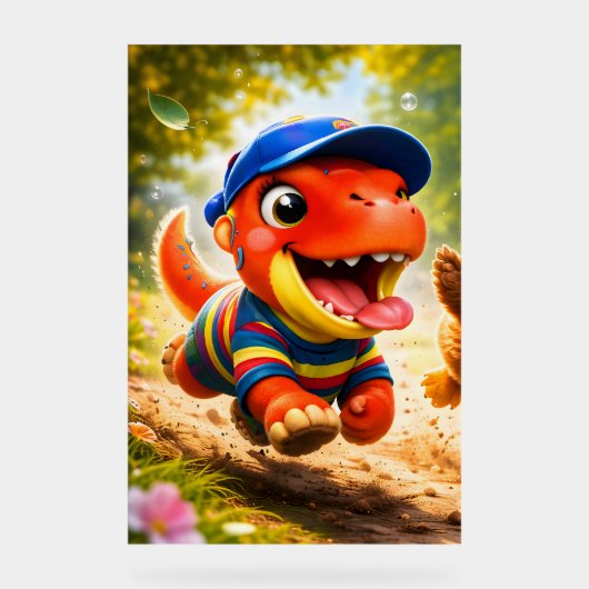 Rex, the dinosaur playtime fun vibrant vertical nu アクリルサイン (正面)