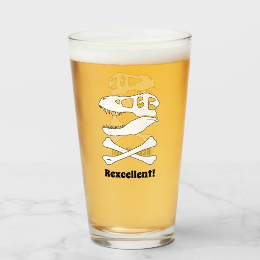 "Rexcellent" T.レックス恐竜スカルとクロスボーン タンブラーグラス (ドリンク正面)