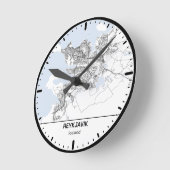Reykjavik Clock City Line Art ラウンド壁時計 (傾斜)