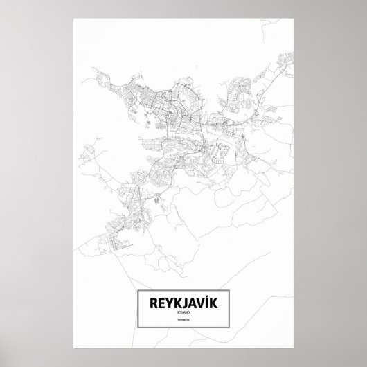 Reykjavik, Iceland (black on white) ポスター (正面)
