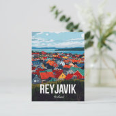 Reykjavik Iceland Colorful Cityscape ポストカード (スタンド正面)