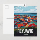 Reykjavik Iceland Colorful Cityscape ポストカード (正面/裏面)