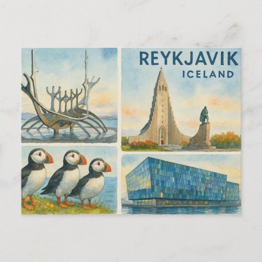 Reykjavik Iceland multiview  シーズンポストカード (正面)