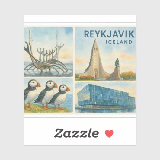 Reykjavik Iceland multiview  シール (シート)