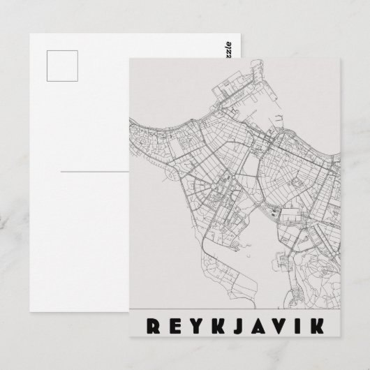 Reykjavik Iceland Vintage Travel Map ポストカード (正面/裏面)