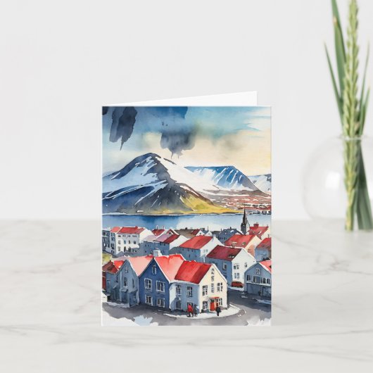 Reykjavik Iceland Watercolor カード (正面)