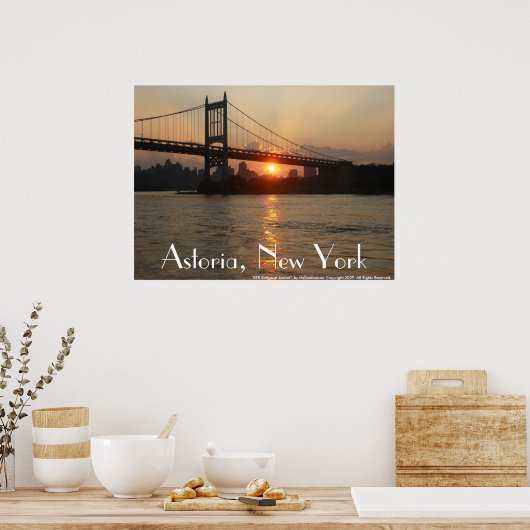 "RFK Bridge at Sunset" Astoria, NY Poster ポスター (キッチン)