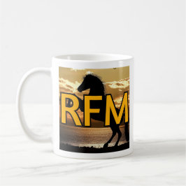 RFMロゴ馬と日没/日の出 コーヒーマグカップ