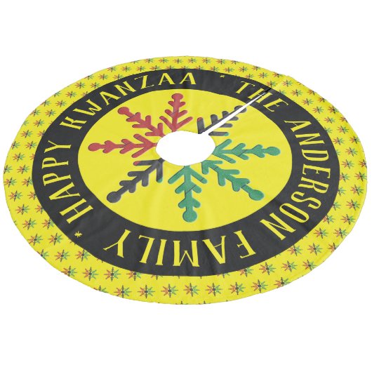 RGBスノーフレークのパターン名を追加ハッピーKwanzaa フリース ツリースカート (アングル)