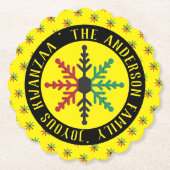 RGBスノーフレークスパターン名を追加Joyous Kワンザ ペーパーコースター (正面)