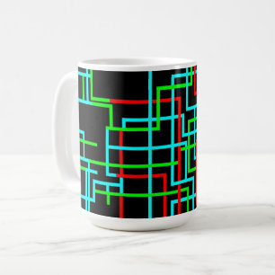 RGB幾何学的グリッド コーヒーマグカップ