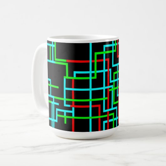 RGB幾何学的グリッド コーヒーマグカップ (正面左)