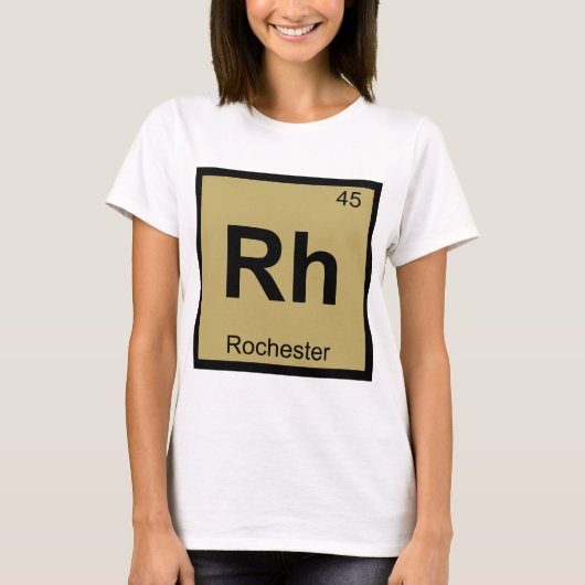 Rh - ミネソタ州ロチェスター 化学周期表 tシャツ (正面)