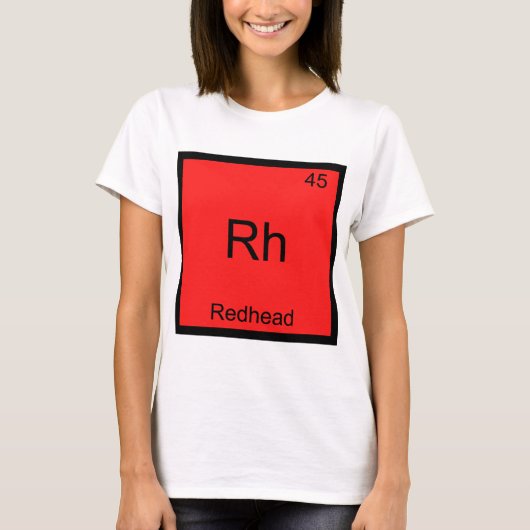 Rh – レッドヘッド化学素おもしろい子シンボルティー tシャツ (正面)