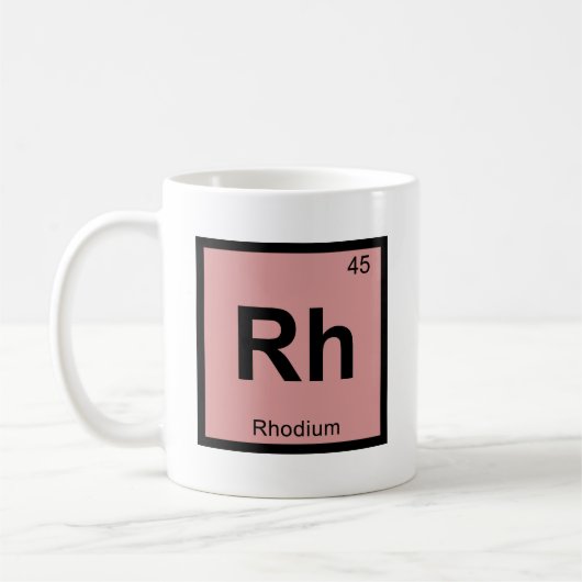 Rh – ロジウム化学周期表記号 コーヒーマグカップ (左)