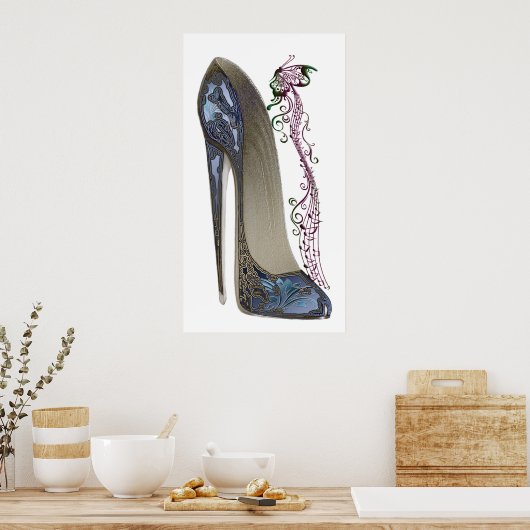 Rhapsody in Blue Stilettoシューズミュージックアートポスター ポスター (キッチン)