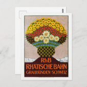 RhB Rhatische Bahn Switzerland Vintage Poster 1911 ポストカード (正面/裏面)