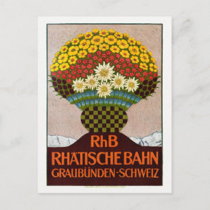 RhB Rhatische Bahn Switzerland Vintage Poster 1911 ポストカード