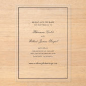 Rhianna 伝統的 Wedding日付を保存 アクリル招待状 (正面)