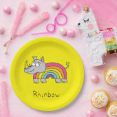 Rhinbowのサイの虹の紙皿の黄色 ペーパープレート (パーティー)
