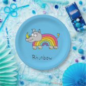 Rhinbowのサイの虹の紙皿 ペーパープレート (パーティー)