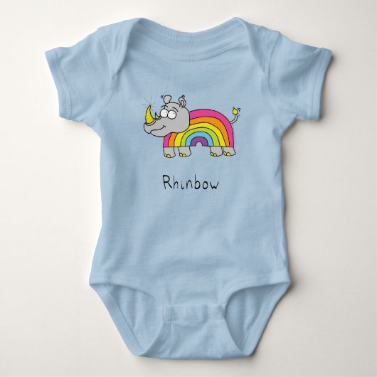 Rhinbow Rhino Rainbow Kid'sベビーボディスーツTシャツ ベビーボディスーツ (正面)