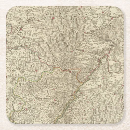 Rhine川の谷、フランス2 スクエアペーパーコースター (正面)