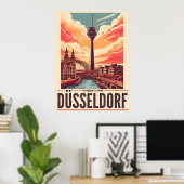 Rhine Tower Dusseldorf Rheinturm german gift ポスター (ホームオフィス)