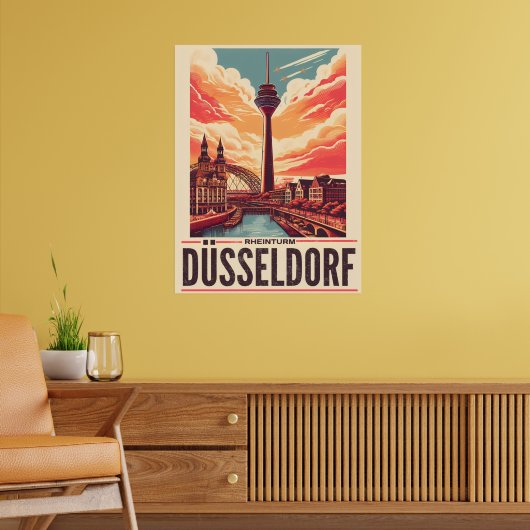 Rhine Tower Dusseldorf Rheinturm german gift ポスター (リビング2)