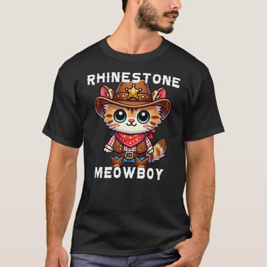 RhineStone Meowboy Cat Tシャツ (正面)