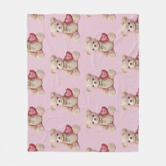 Rhinestone Valentine Bear  フリースブランケット