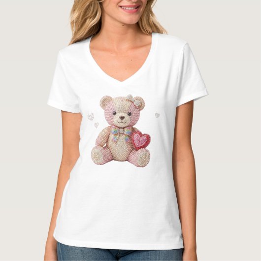 Rhinestone Valentine Bear  Tシャツ (正面)