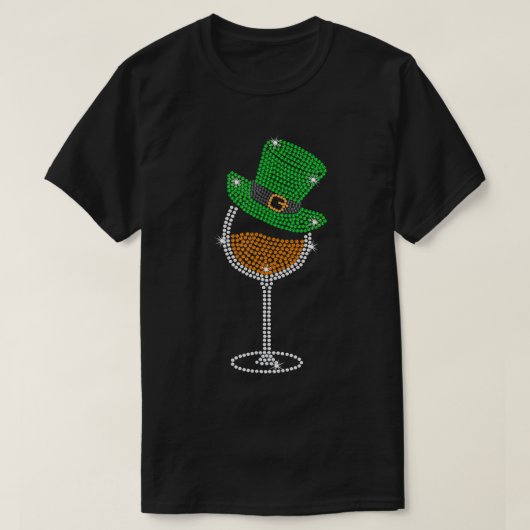 Rhinestone Wine Glasses Drinking St Patricks Day T Tシャツ (デザイン正面)