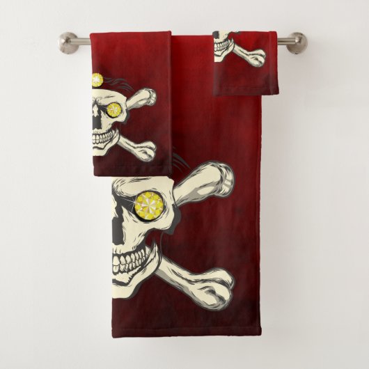 Rhinestonesスカル&クロスボーンバスルームのタオルセット バスタオルセット (インサイチュ)
