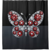 Rhinestones – 宝石ダイヤモンドバタフライ シャワーカーテン (正面)
