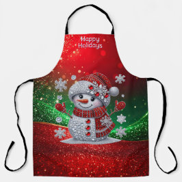 Rhinestones Snowman Holiday Apron エプロン