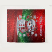Rhinestones Snowman Holiday Backdrop タペストリー (正面(横))