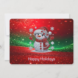 Rhinestones Snowman Holiday Card シーズンカード