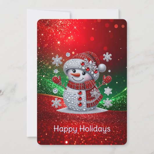 Rhinestones Snowman Holiday Card シーズンカード (正面)