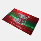 Rhinestones Snowman Holiday Doormat ドアマット (アングル)