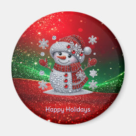 Rhinestones Snowman Holiday Magnet マグネット