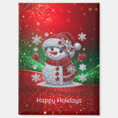 Rhinestones Snowman Holiday Magnet マグネット (正面)